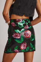 Rose Sequin Mini Skirt