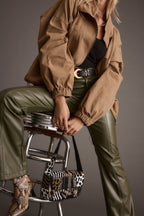 Ryland Olive Vegan Leather Flare Pants