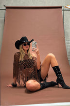 Rianne Mocha Sequin Crochet Shawl