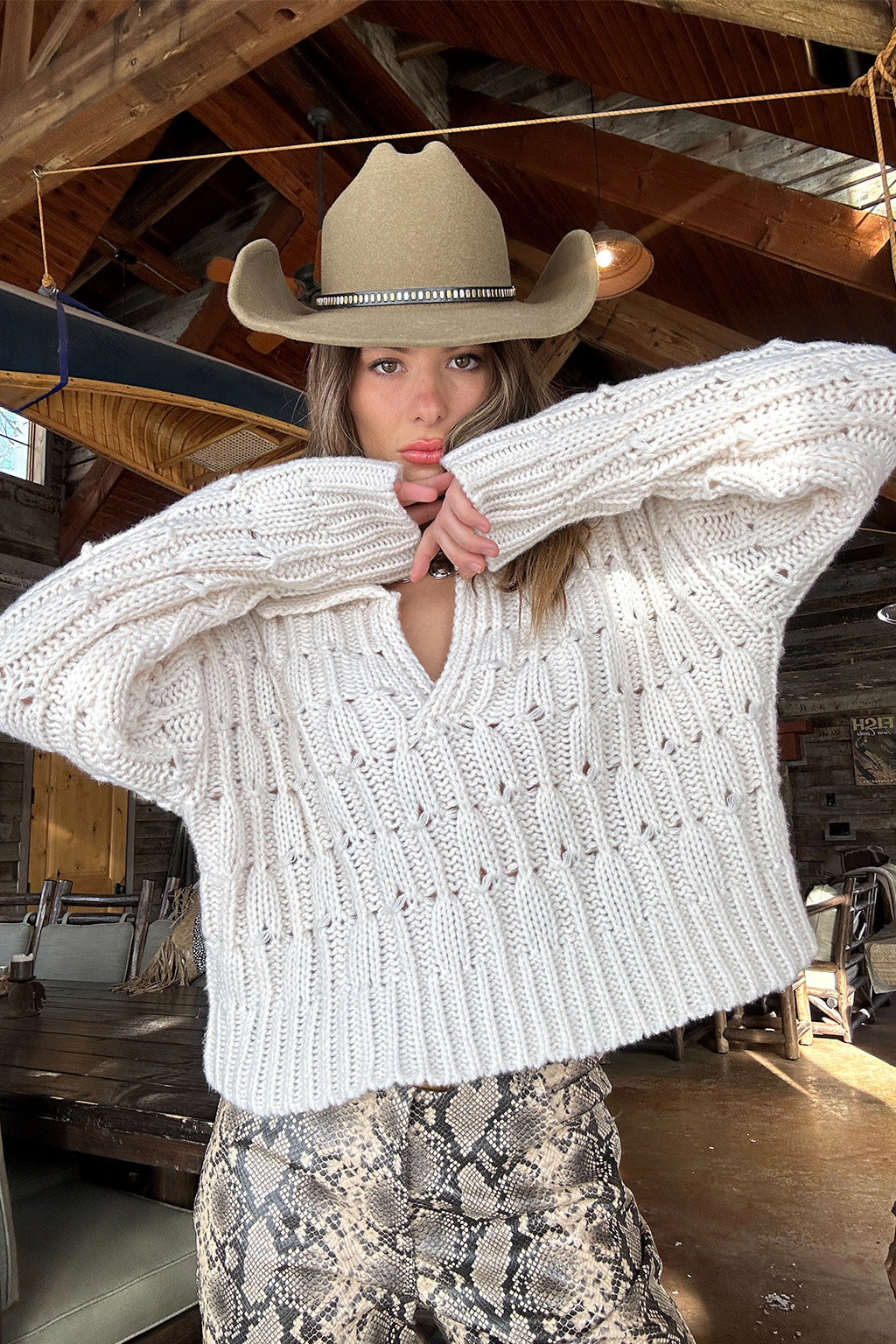 Riverstone Cream Cableknit Sweater