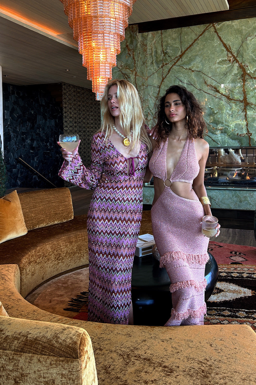 Rosado Rose Gold Lurex Midi Dress