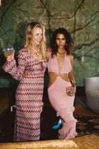 Rosado Rose Gold Lurex Midi Dress