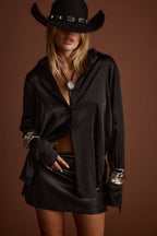 Santana Black Fringe Button Up Top