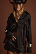 Santana Black Fringe Button Up Top