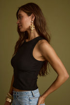 Sarrah Black Ribbed Tank