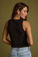 Sarrah Black Ribbed Tank