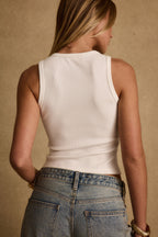 Sarrah White Ribbed Tank