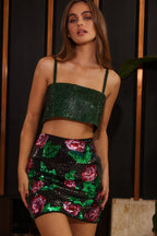 Rose Sequin Mini Skirt