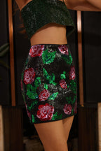 Rose Sequin Mini Skirt