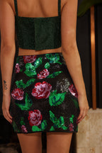 Rose Sequin Mini Skirt