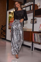 California Dreaming Silver Sequin Trousers