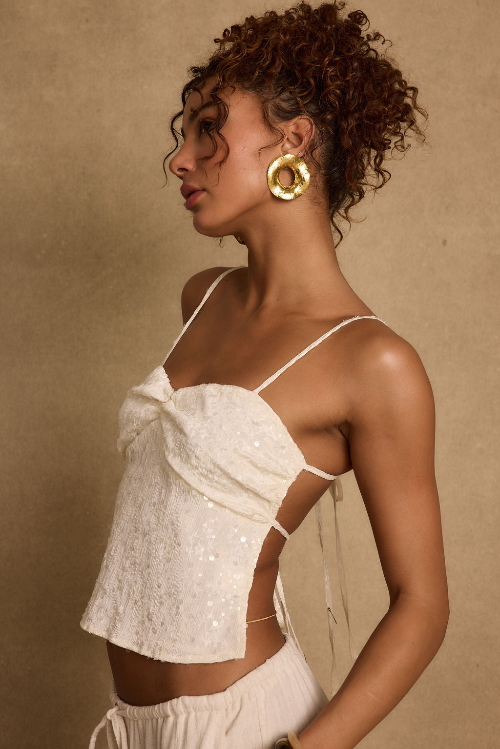 Silvia Ivory Sequin Top