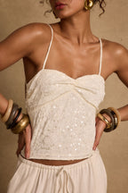 Silvia Ivory Sequin Top