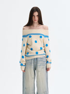 The NeverMore | Retro Color-Blocked Polka Dot Sweater