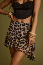 Soulbound Leopard Ruffle Mini Skirt