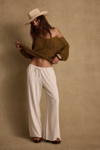 Sunfade Olive Crochet Sweater