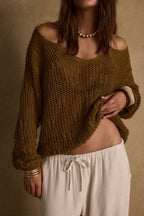 Sunfade Olive Crochet Sweater