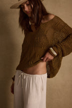 Sunfade Olive Crochet Sweater