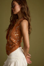 Sunset Orange Halter Top