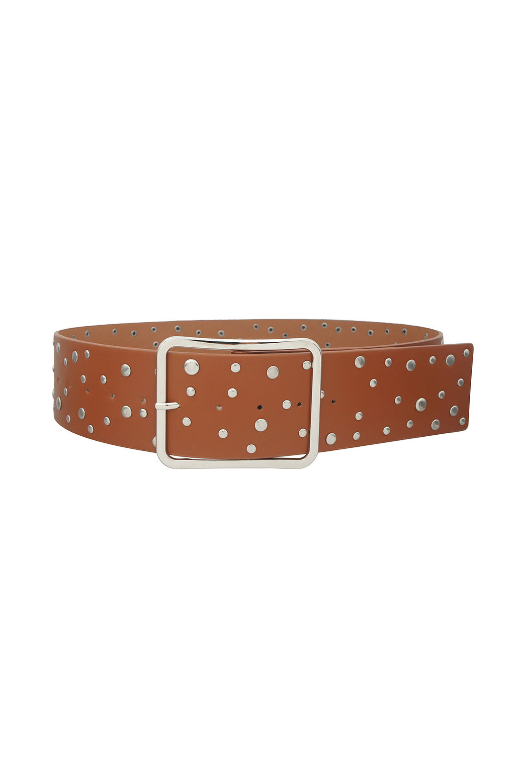 Saloon Washed Cognac Studded Belt