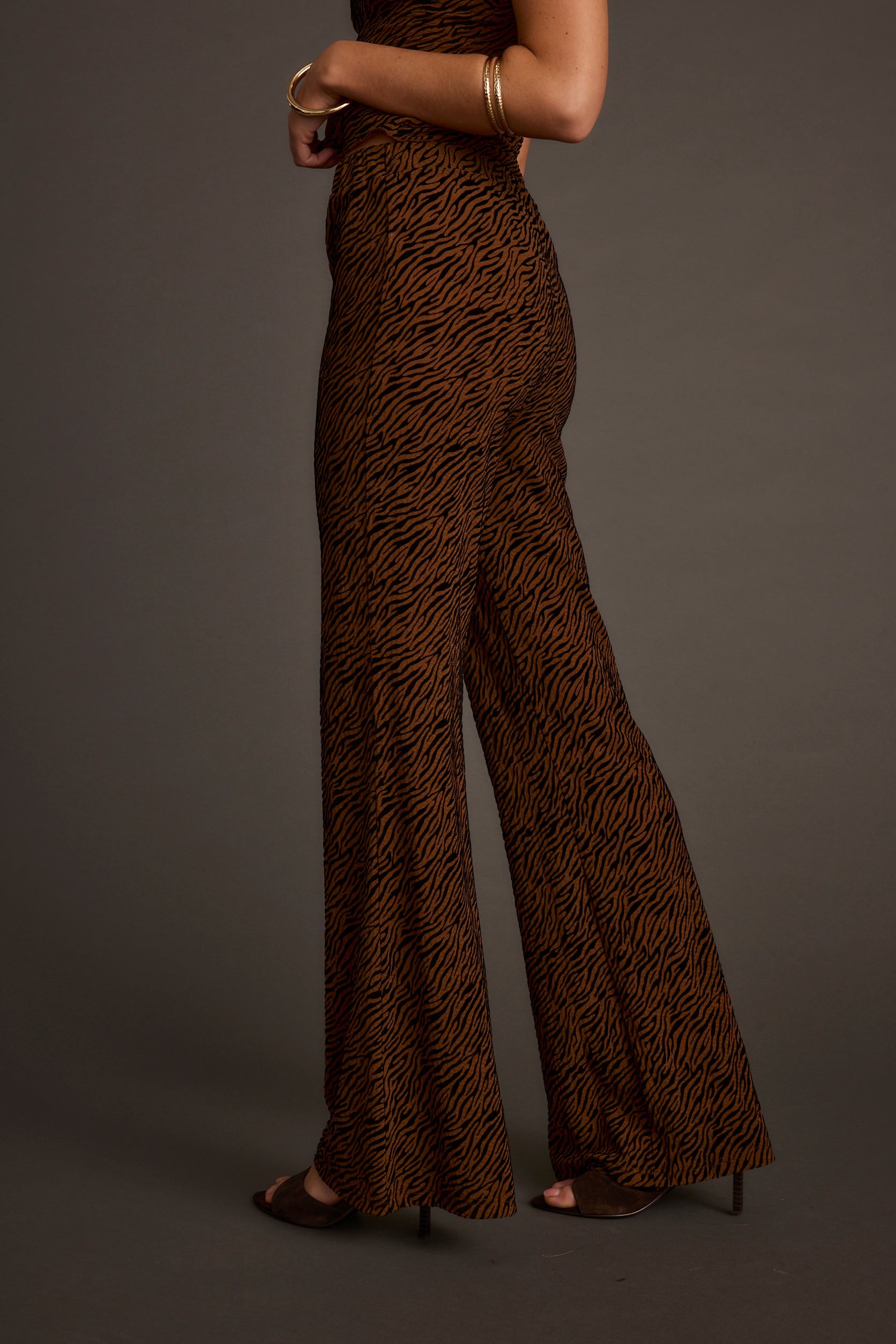 Silver Springs Cognac Zebra Flare Pants