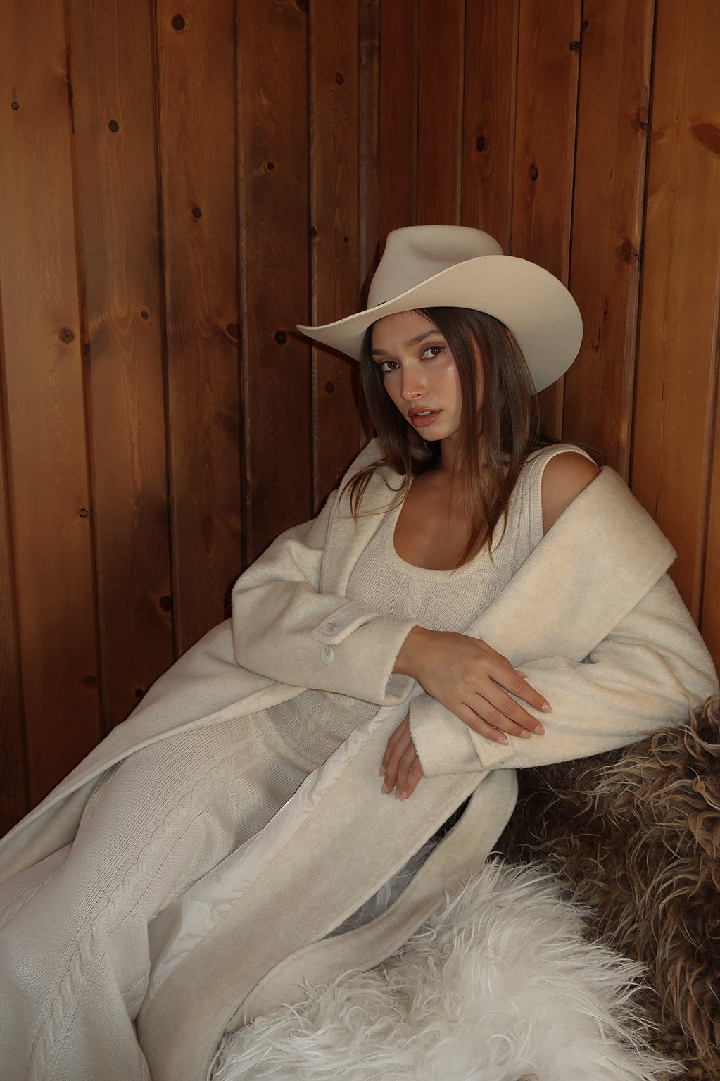 Rowan Cream Cable Knit Maxi Dress