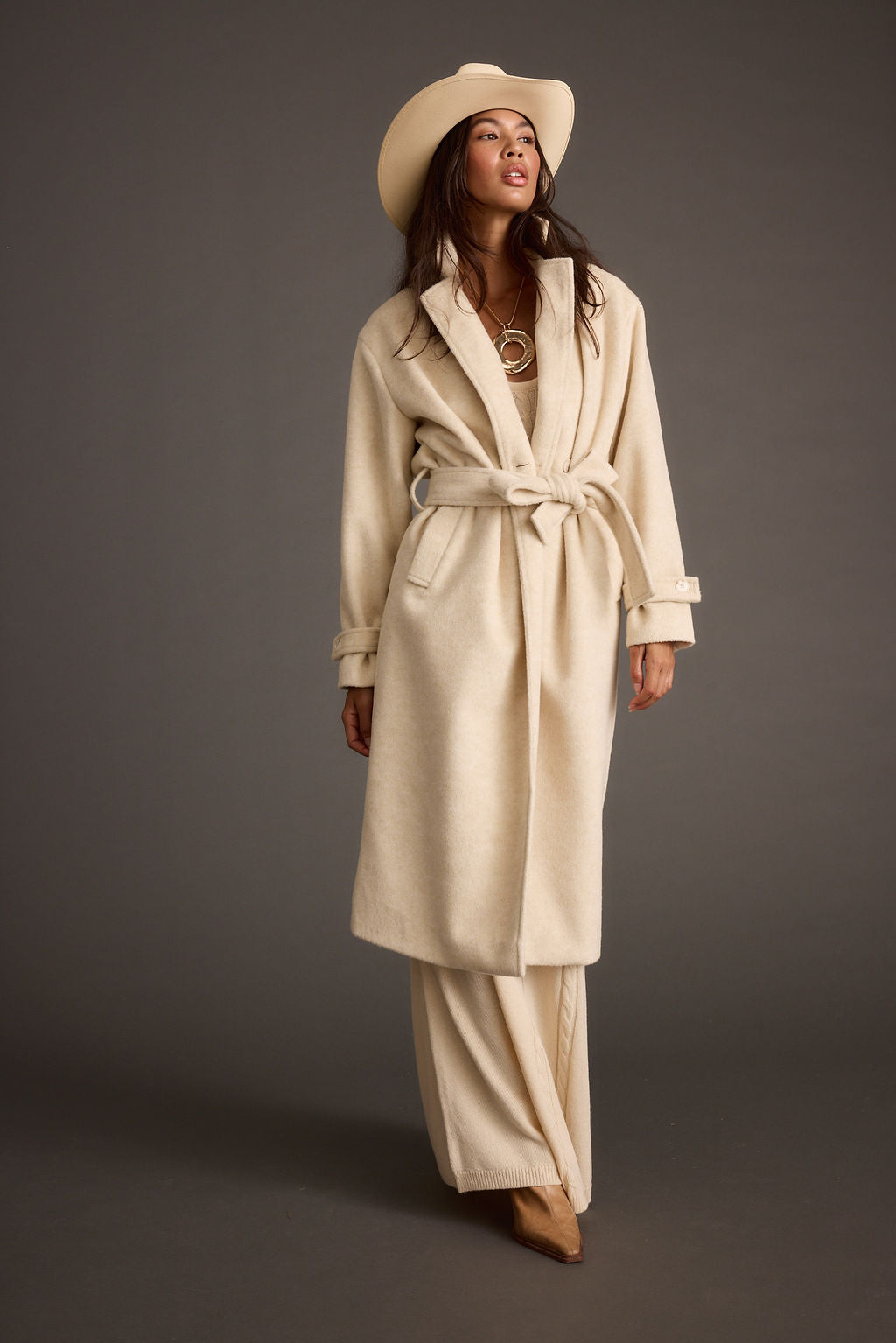 Sinclair Ivory Belted Coat