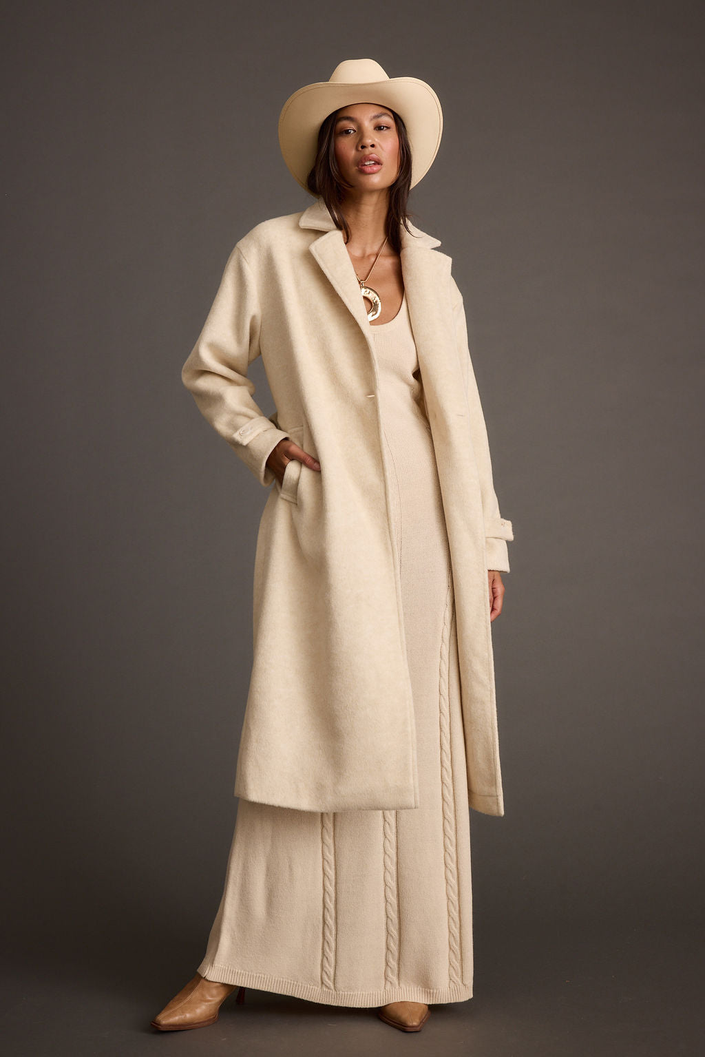 Sinclair Ivory Belted Coat