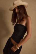 Solane Black Strapless Top