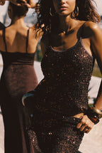 Solea Mocha Sequin Tank