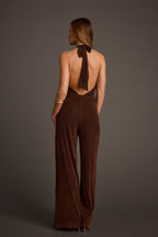Stellan Espresso Halter Jumpsuit