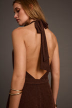 Stellan Espresso Halter Jumpsuit