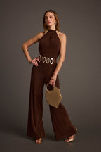 Stellan Espresso Halter Jumpsuit