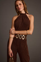 Stellan Espresso Halter Jumpsuit