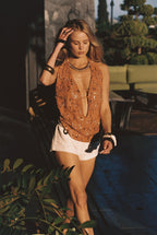 Sunset Orange Halter Top