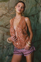 Sunset Orange Halter Top