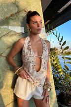 Sunset Ivory Halter Top