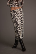 Taryn Zebra Mesh Midi Skirt