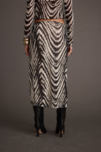 Taryn Zebra Mesh Midi Skirt