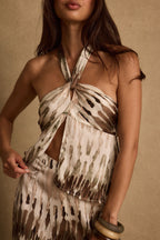 Taza Abstract Satin Halter Top