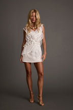 Tilly White Tulle Ruffle Mini Dress
