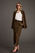 Tory Mocha Twill Midi Skirt