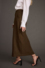 Tory Mocha Twill Midi Skirt
