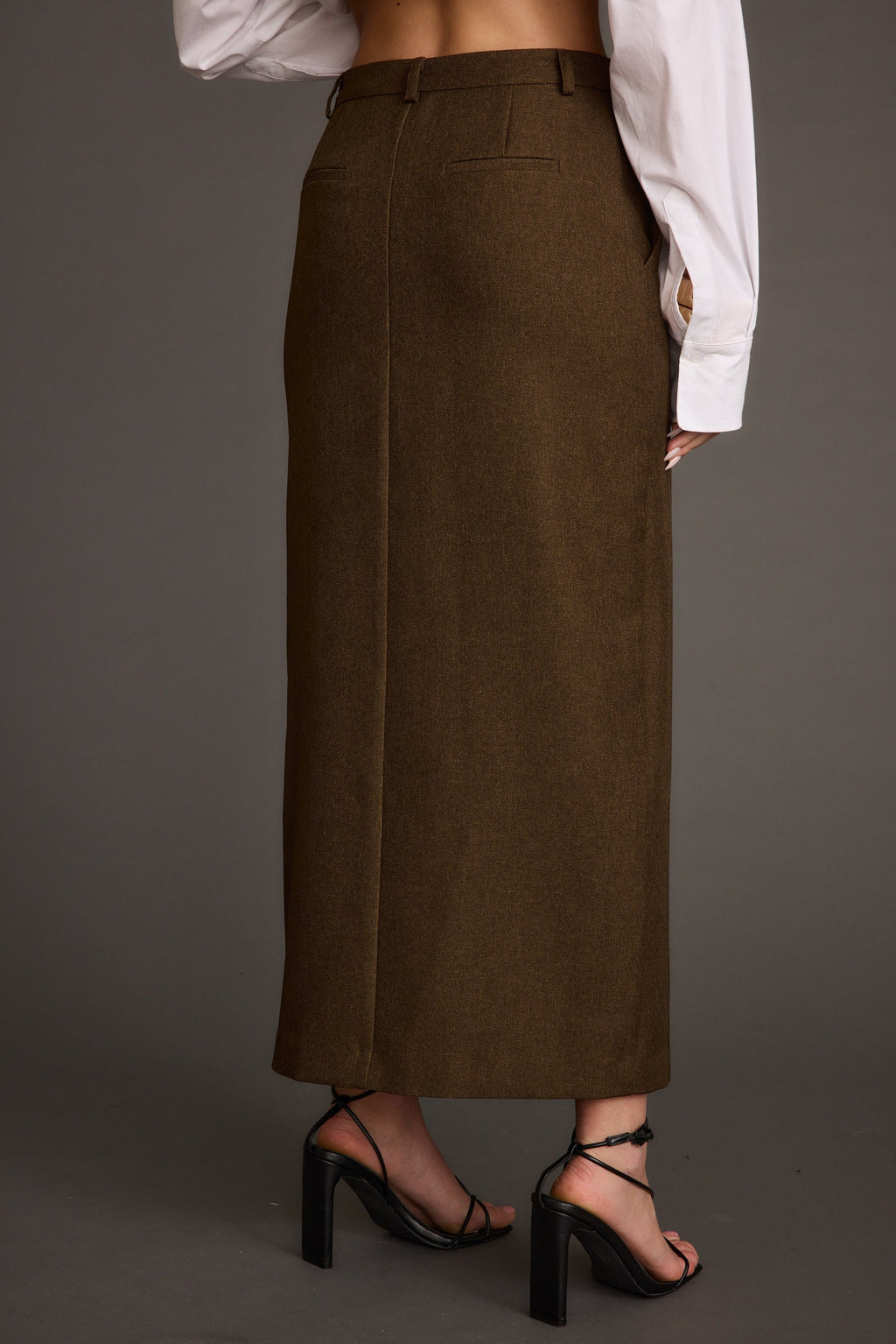 Tory Mocha Twill Midi Skirt