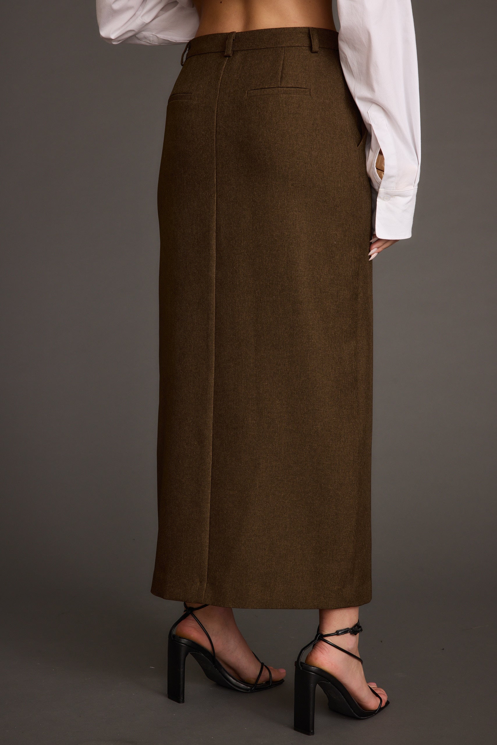 Tory Mocha Twill Midi Skirt