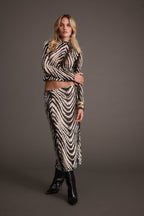 Taryn Zebra Mesh Midi Skirt