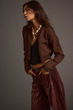 Teresa Mocha Cropped Cardigan