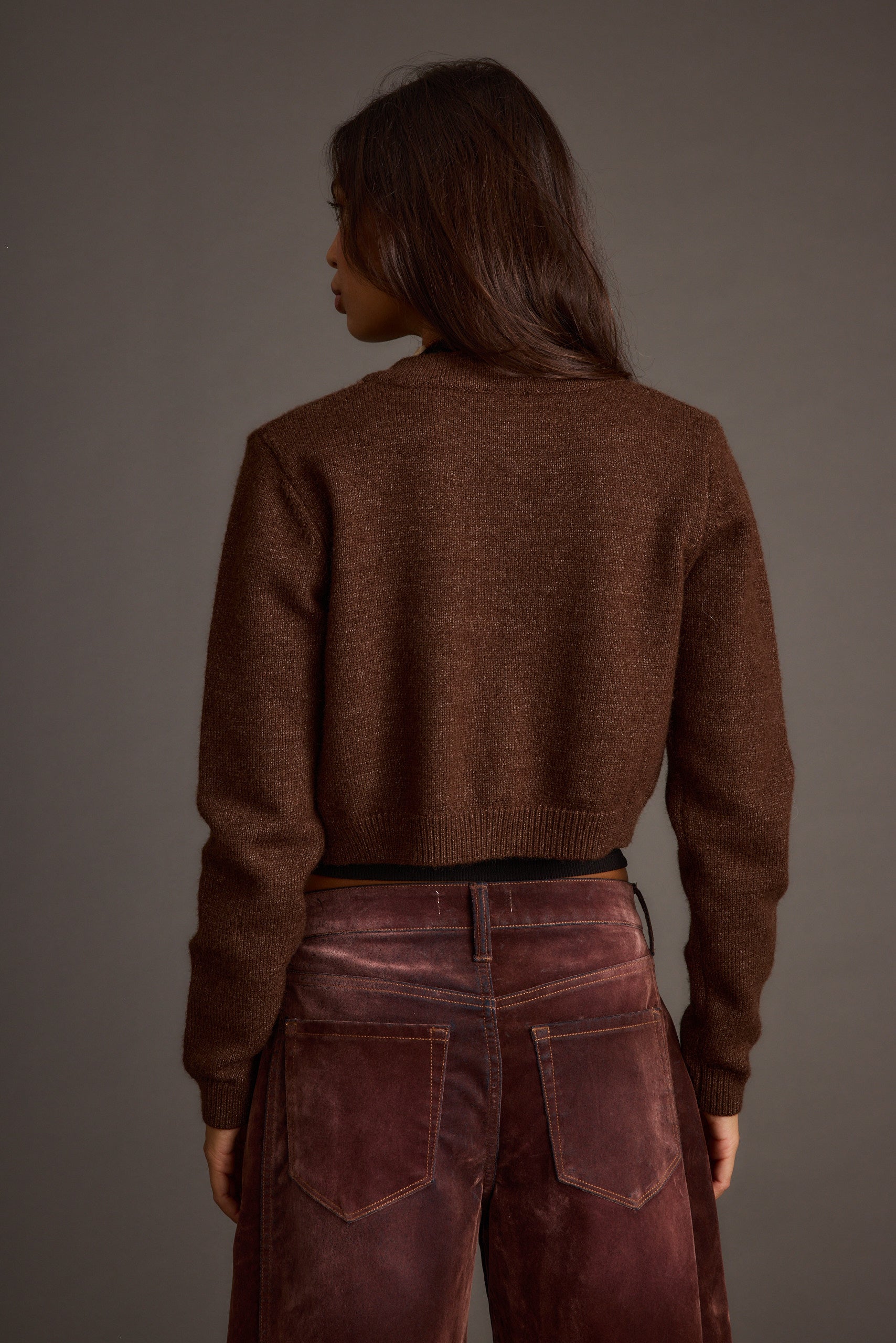 Teresa Mocha Cropped Cardigan