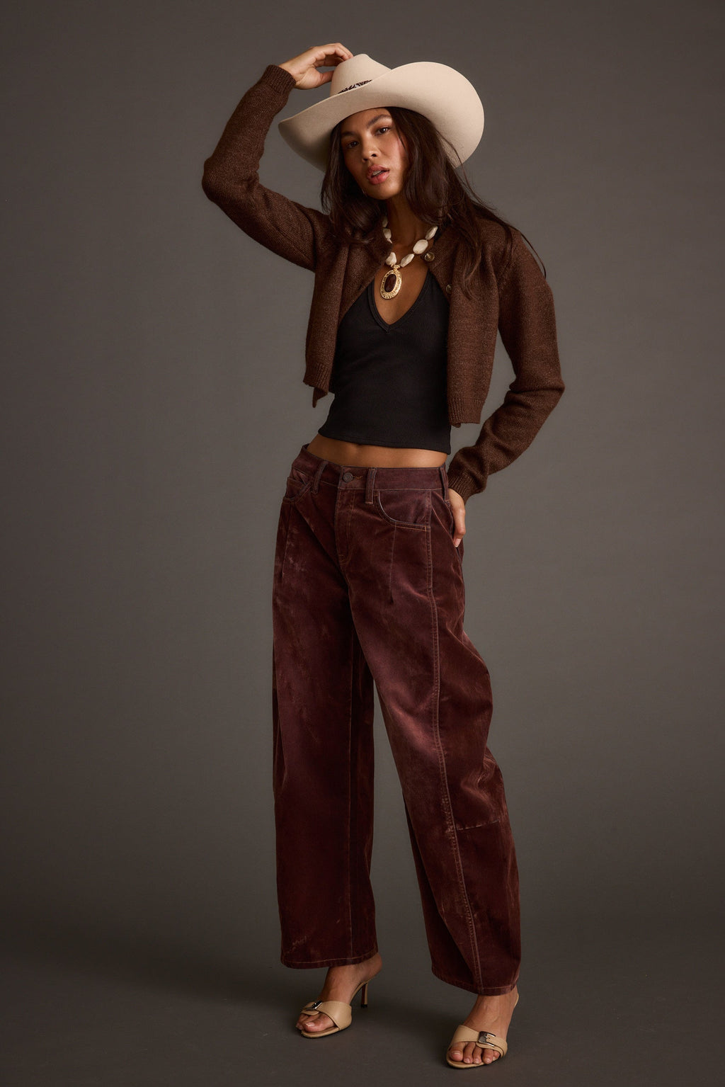 Teresa Mocha Cropped Cardigan