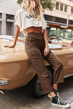 Bishop Tan Checkered Cropped Trousers